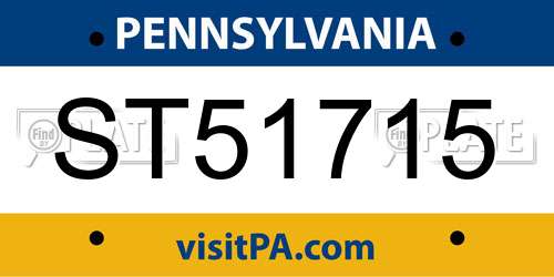 ST51715 Pennsylvania License Plate