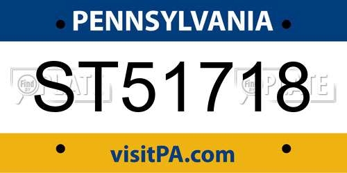 ST51718 Pennsylvania License Plate