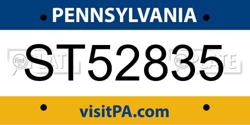 ST52835 Pennsylvania License Plate