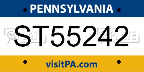 ST55242 Pennsylvania License Plate