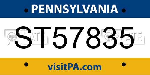 ST57835 Pennsylvania License Plate