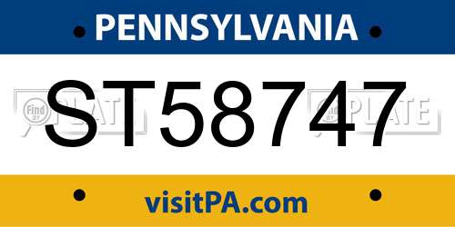 ST58747 Pennsylvania License Plate