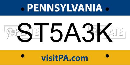 ST5A3K Pennsylvania License Plate