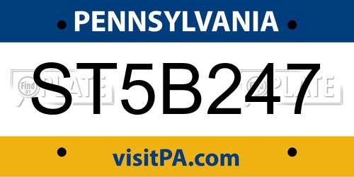 ST5B247 Pennsylvania License Plate