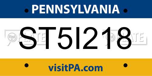 ST5I218 Pennsylvania License Plate