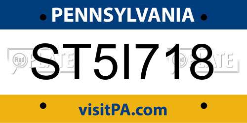 ST5I718 Pennsylvania License Plate