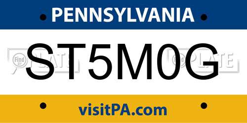 ST5M0G Pennsylvania License Plate