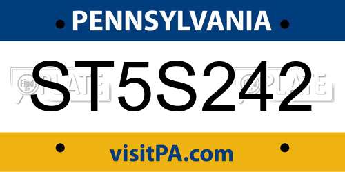 ST5S242 Pennsylvania License Plate