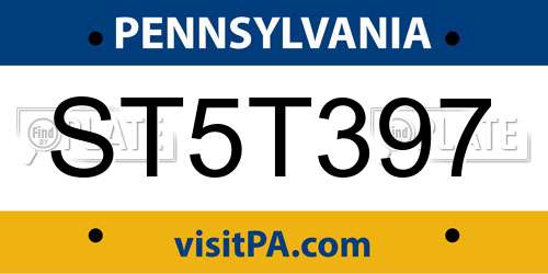ST5T397 Pennsylvania License Plate
