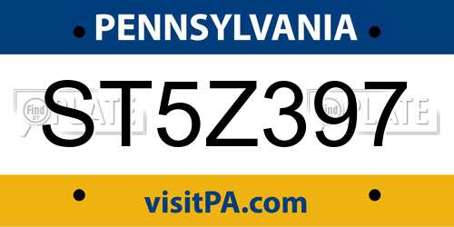 ST5Z397 Pennsylvania License Plate