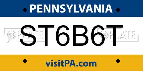 ST6B6T Pennsylvania License Plate