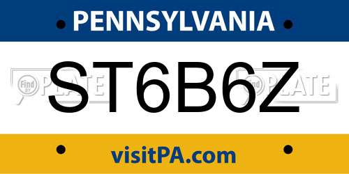 ST6B6Z Pennsylvania License Plate