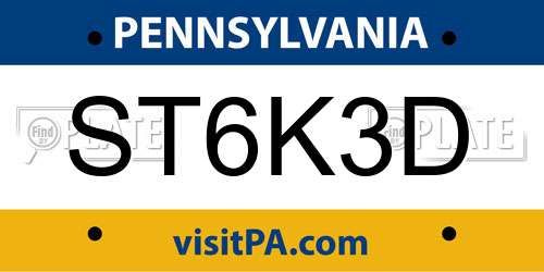 ST6K3D Pennsylvania License Plate