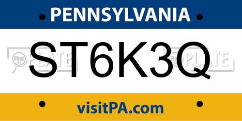 ST6K3Q Pennsylvania License Plate