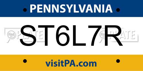 ST6L7R Pennsylvania License Plate