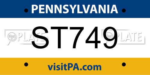 ST749 Pennsylvania License Plate