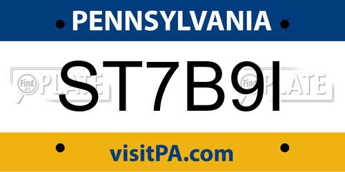 ST7B9I Pennsylvania License Plate