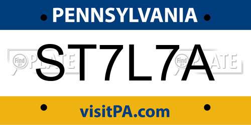 ST7L7A Pennsylvania License Plate