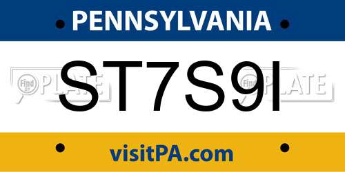 ST7S9I Pennsylvania License Plate