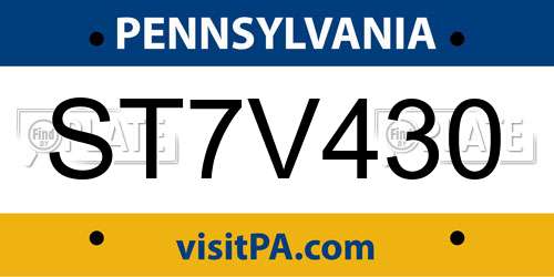 ST7V430 Pennsylvania License Plate