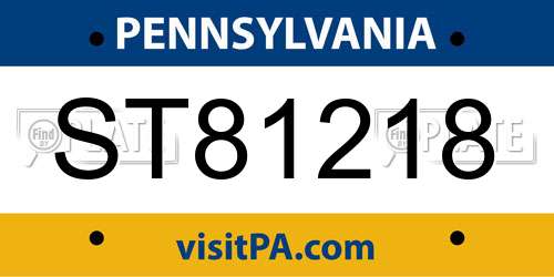 ST81218 Pennsylvania License Plate