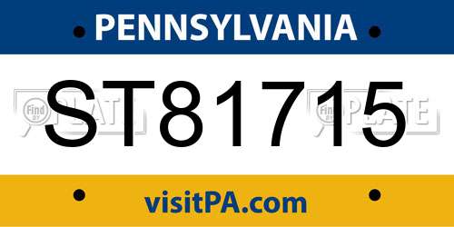 ST81715 Pennsylvania License Plate