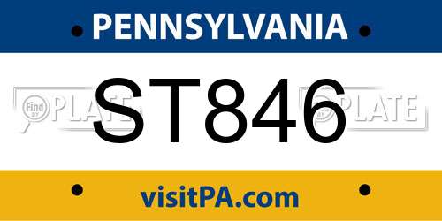 ST846 Pennsylvania License Plate