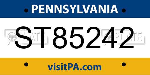 ST85242 Pennsylvania License Plate