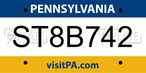 ST8B742 Pennsylvania License Plate