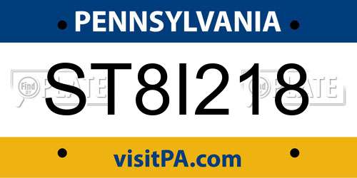ST8I218 Pennsylvania License Plate