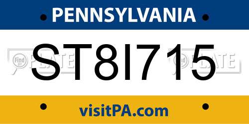 ST8I715 Pennsylvania License Plate