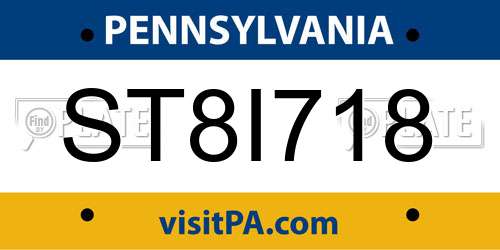 ST8I718 Pennsylvania License Plate
