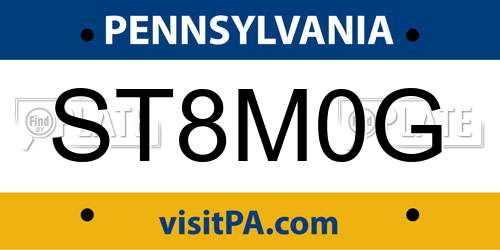ST8M0G Pennsylvania License Plate