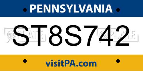 ST8S742 Pennsylvania License Plate