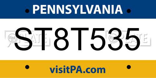 ST8T535 Pennsylvania License Plate