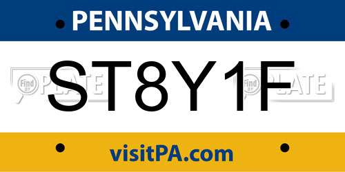 ST8Y1F Pennsylvania License Plate