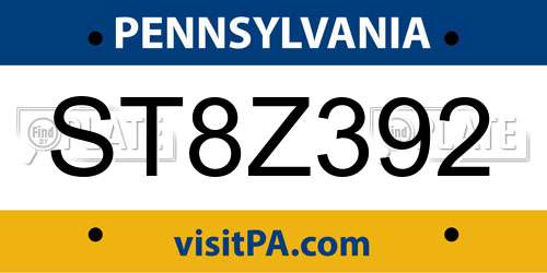 ST8Z392 Pennsylvania License Plate