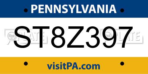 ST8Z397 Pennsylvania License Plate