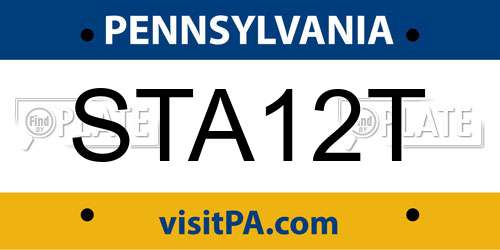 STA12T Pennsylvania License Plate