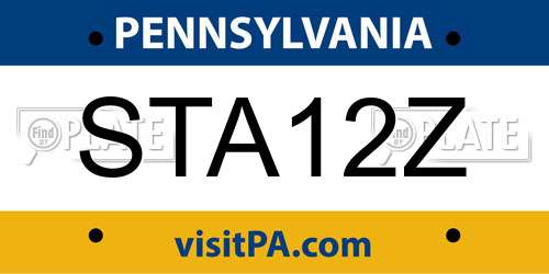 STA12Z Pennsylvania License Plate