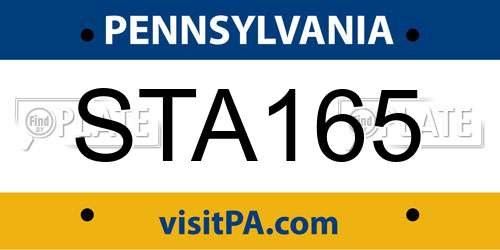 STA165 Pennsylvania License Plate