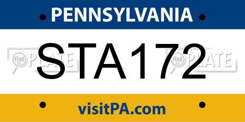 STA172 Pennsylvania License Plate