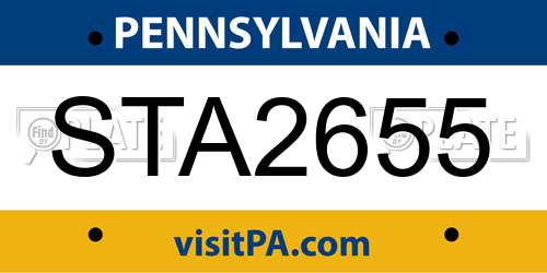 STA2655 Pennsylvania License Plate