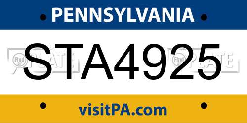STA4925 Pennsylvania License Plate