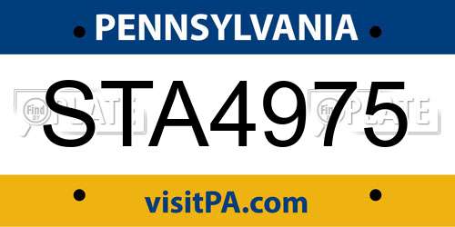 STA4975 Pennsylvania License Plate