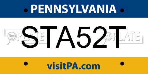 STA52T Pennsylvania License Plate