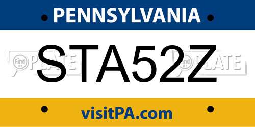 STA52Z Pennsylvania License Plate