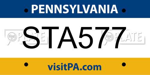 STA577 Pennsylvania License Plate