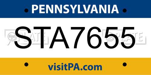 STA7655 Pennsylvania License Plate