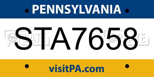 STA7658 Pennsylvania License Plate